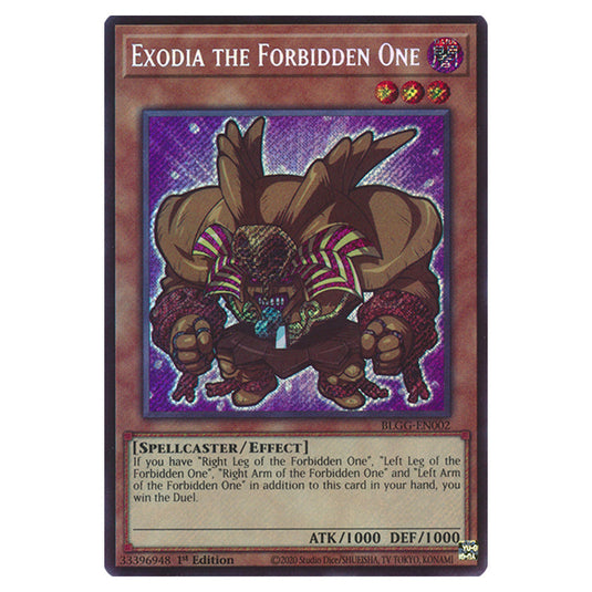 Exodia the Forbidden One (Chibi artwork) BLGG-EN002 card from the Yu-Gi-Oh! set Battles of Legend: Glorious Gallery