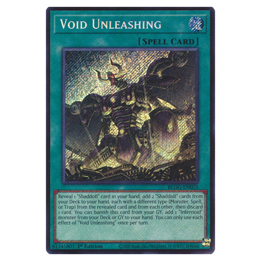 Void Unleashing BLGG-EN025 card from the Yu-Gi-Oh! set Battles of Legend: Glorious Gallery