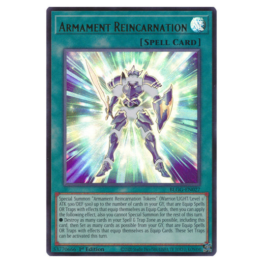 Armament Reincarnation BLGG-EN027 card from the Yu-Gi-Oh! set Battles of Legend: Glorious Gallery