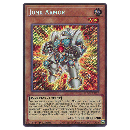 Junk Armor BLGG-EN032 card from the Yu-Gi-Oh! set Battles of Legend: Glorious Gallery