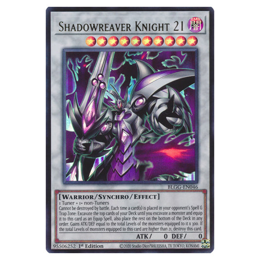 Shadowreaver Knight 21 BLGG-EN046 card from the Yu-Gi-Oh! set Battles of Legend: Glorious Gallery