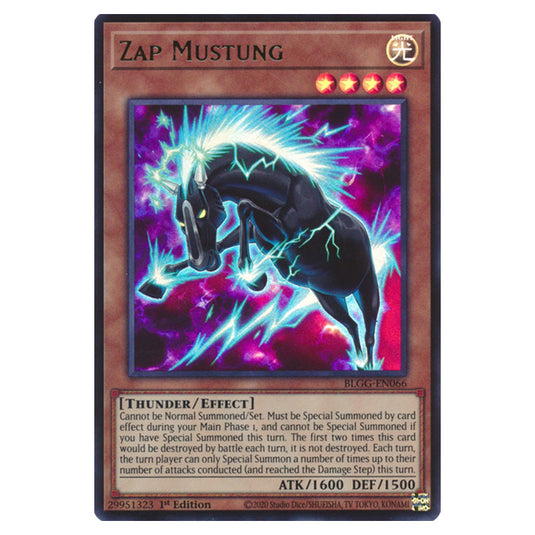 Zap Mustung BLGG-EN066 card from the Yu-Gi-Oh! set Battles of Legend: Glorious Gallery