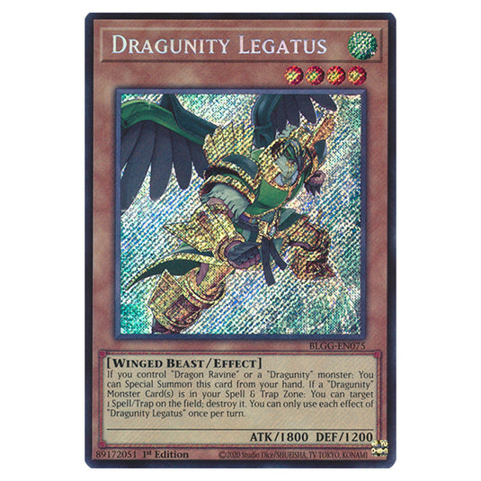 Dragunity Legatus BLGG-EN075 card from the Yu-Gi-Oh! set Battles of Legend: Glorious Gallery