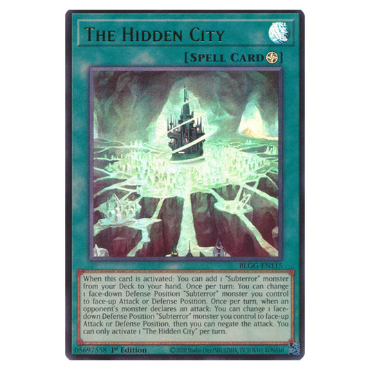 The Hidden City BLGG-EN115 card from the Yu-Gi-Oh! set Battles of Legend: Glorious Gallery