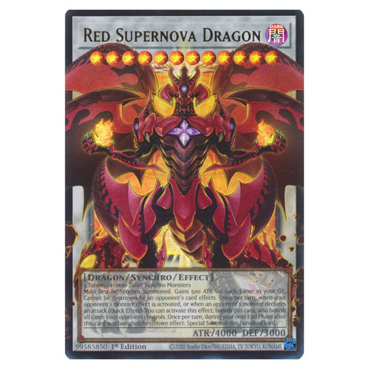 Red Supernova Dragon (extended art) BLGG-EN139a card from the Yu-Gi-Oh! set Battles of Legend: Glorious Gallery