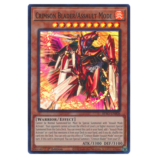 Crimson Blader/Assault Mode BPRO-EN008 card from the Yu-Gi-Oh! set Burst Protocol
