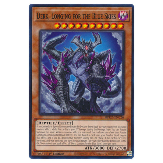 Derk, Longing for the Blue Skies BPRO-EN026 card from the Yu-Gi-Oh! set Burst Protocol