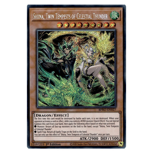 Shiina, Twin Tempests of Celestial Thunder BPRO-EN027 card from the Yu-Gi-Oh! set Burst Protocol