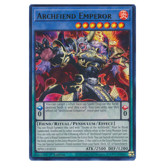 Archfiend Emperor BPRO-EN031 card from the Yu-Gi-Oh! set Burst Protocol