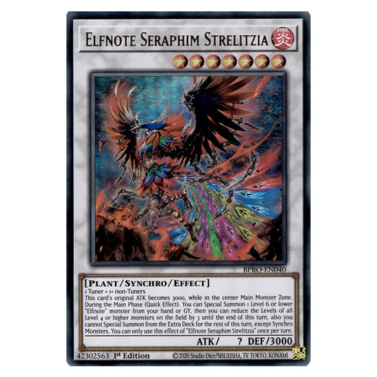 Elfnote Seraphim Strelitzia BPRO-EN040 card from the Yu-Gi-Oh! set Burst Protocol