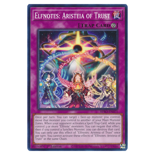 Elfnotes: Aristeia of Trust BPRO-EN071 card from the Yu-Gi-Oh! set Burst Protocol