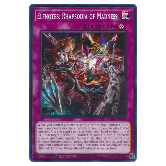 Elfnotes: Rhapsodia of Madness BPRO-EN072 card from the Yu-Gi-Oh! set Burst Protocol