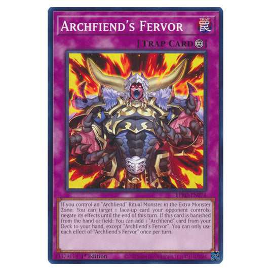 Archfiend's Fervor BPRO-EN074 card from the Yu-Gi-Oh! set Burst Protocol
