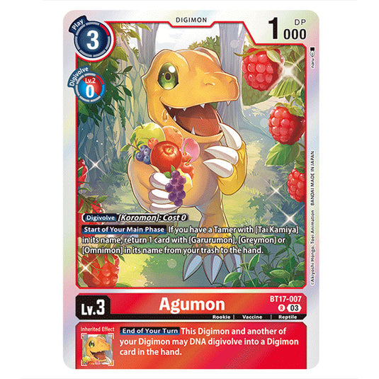 Agumon BT17-007 card from the Digimon set Secret Crisis