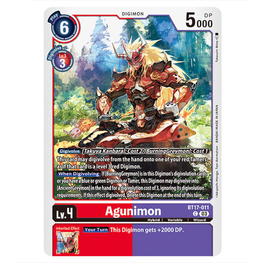 Agunimon BT17-011 card from the Digimon set Secret Crisis