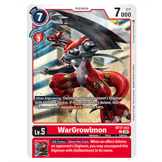 WarGrowlmon BT17-013 card from the Digimon set Secret Crisis