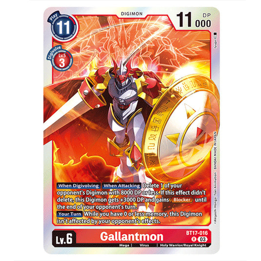 Gallantmon BT17-016 card from the Digimon set Secret Crisis