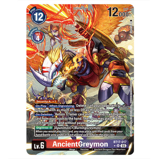 AncientGreymon BT17-017b card from the Digimon set Secret Crisis