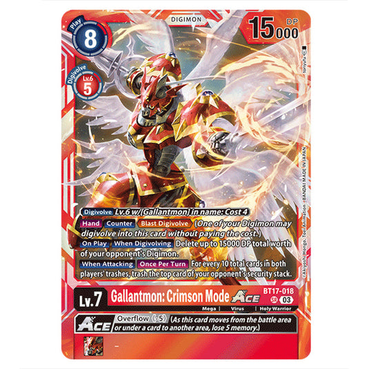 Gallantmon: Crimson Mode BT17-018a card from the Digimon set Secret Crisis