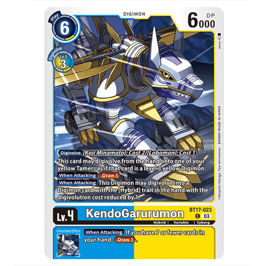 KendoGarurumon BT17-023 card from the Digimon set Secret Crisis