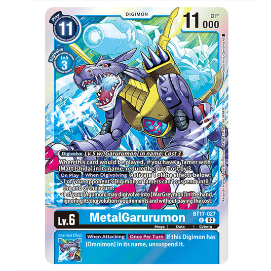 MetalGarurumon BT17-027 card from the Digimon set Secret Crisis