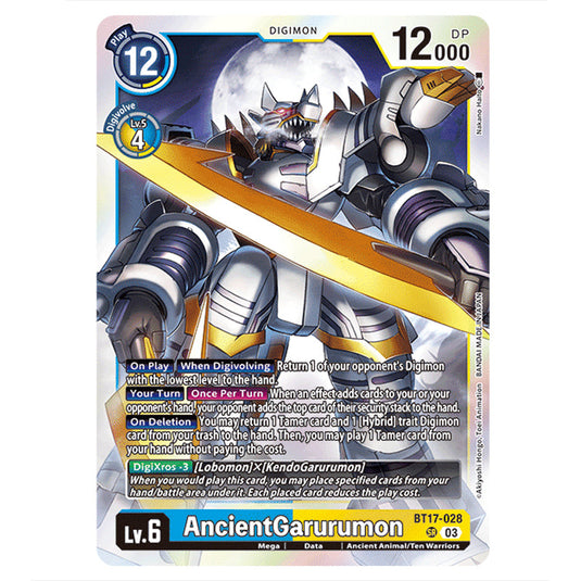 AncientGarurumon BT17-028a card from the Digimon set Secret Crisis