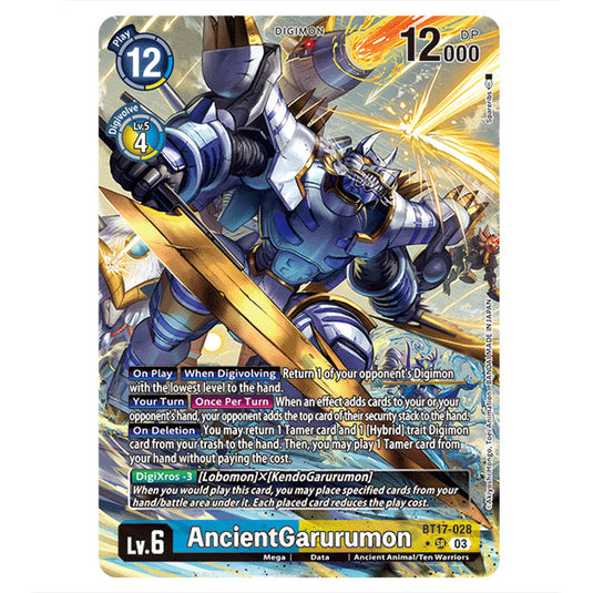 AncientGarurumon BT17-028b card from the Digimon set Secret Crisis