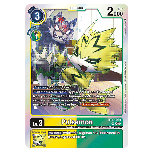 Pulsemon BT17-030a card from the Digimon set Secret Crisis