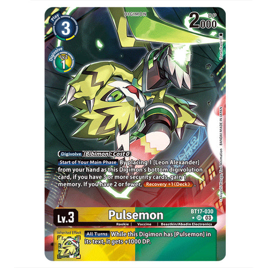 Pulsemon BT17-030b card from the Digimon set Secret Crisis