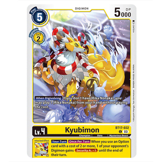 Kyubimon BT17-032 card from the Digimon set Secret Crisis