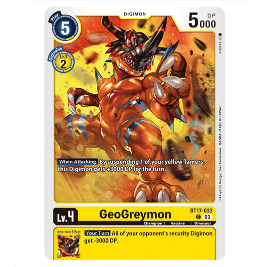 GeoGreymon BT17-033 card from the Digimon set Secret Crisis