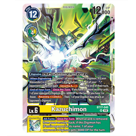 Kazuchimon BT17-040a card from the Digimon set Secret Crisis