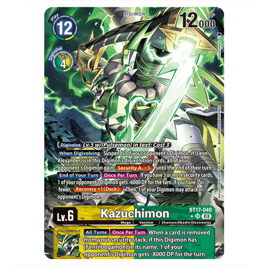 Kazuchimon BT17-040b card from the Digimon set Secret Crisis