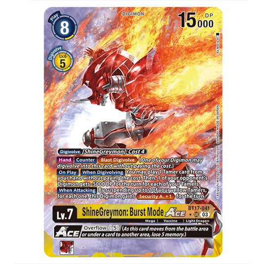 ShineGreymon: Burst Mode BT17-041b card from the Digimon set Secret Crisis