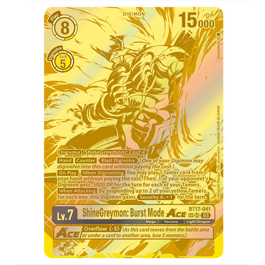 ShineGreymon: Burst Mode BT17-041c card from the Digimon set Secret Crisis