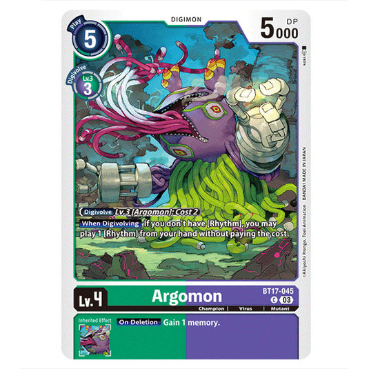 Argomon BT17-045 card from the Digimon set Secret Crisis