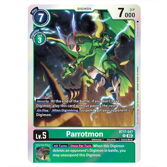 Parrotmon BT17-047 card from the Digimon set Secret Crisis