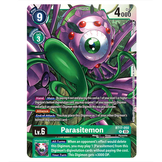 Parasitemon BT17-050 card from the Digimon set Secret Crisis