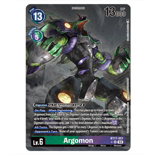 Argomon BT17-051b card from the Digimon set Secret Crisis