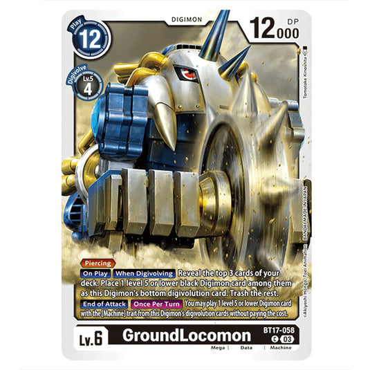 GroundLocomon BT17-058 card from the Digimon set Secret Crisis