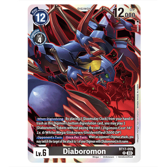 Diaboromon BT17-059 card from the Digimon set Secret Crisis