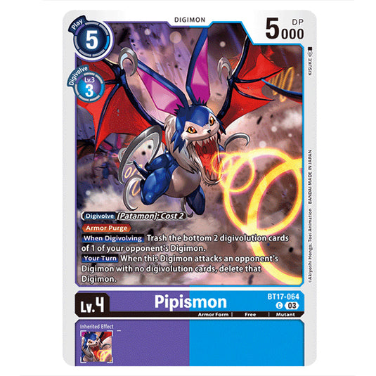 Pipismon BT17-064 card from the Digimon set Secret Crisis