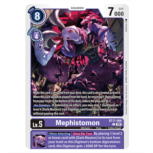 Digimon Card Game - Secret Crisis - Mephistomon - (C) - BT17-068