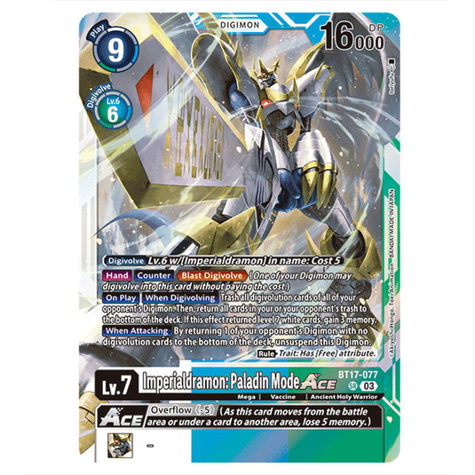 Imperialdramon: Paladin Mode BT17-077a card from the Digimon set Secret Crisis