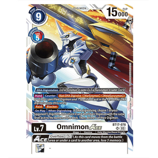 Omnimon BT17-078a card from the Digimon set Secret Crisis