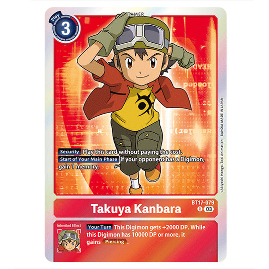 Takuya Kanbara BT17-079a card from the Digimon set Secret Crisis