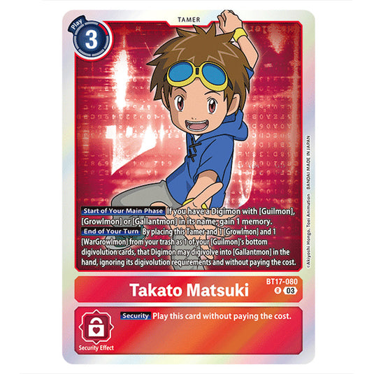 Takato Matsuki BT17-080a card from the Digimon set Secret Crisis