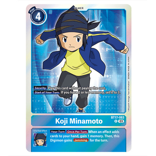 Koji Minamoto BT17-083a card from the Digimon set Secret Crisis