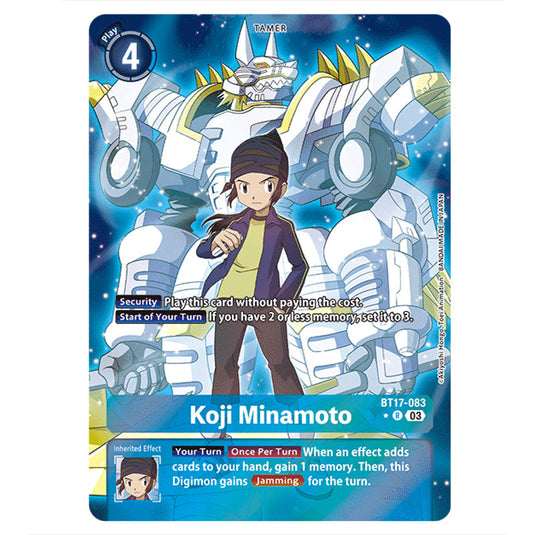 Koji Minamoto BT17-083b card from the Digimon set Secret Crisis