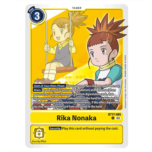 Rika Nonaka BT17-085a card from the Digimon set Secret Crisis